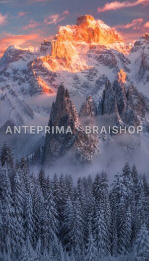 Anteprima Wall Art Inverno Dolomiti al tramonto