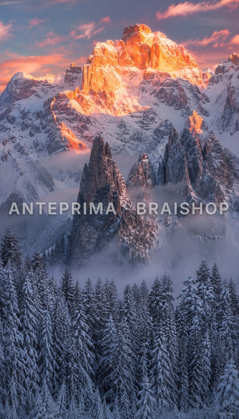 Anteprima Wall Art Inverno Dolomiti al tramonto